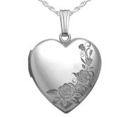 Sterling Silver Roses Heart Photo Locket