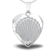 Sterling Silver Seashell Heart Photo Locket