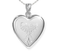 Sterling Silver Guardian Angel Heart Photo Locket with Cubic Zirconia