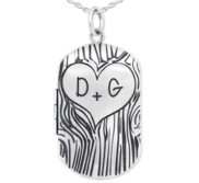 Sterling Silver Dog Tag Couples Tree Carving Photo Locket