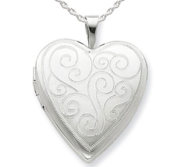 Sterling Silver Swirl Design Heart Photo Locket