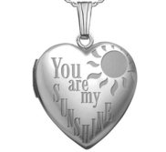 Sterling Silver   You Are My Sunshine  Heart Photo Locket