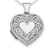 Sterling Silver Floral Heart Photo Locket