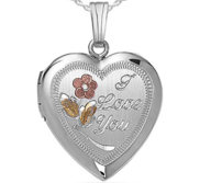 Sterling Silver  I Love You  Heart Photo Locket