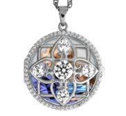 Sterling Silver Round Photo Locket with Cubic Zirconias