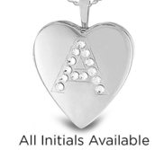 Sterling Silver Swarovski Crystal Initial Heart Photo Locket