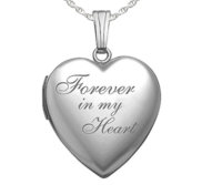 Sterling Silver  Forever In My Heart  Heart Photo Locket