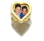 Solid Yellow Gold Heart Photo Ring