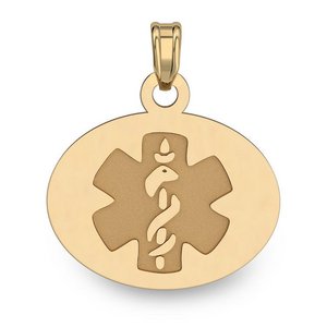 14k Yellow Gold Medical ID Oval Charm or Pendant