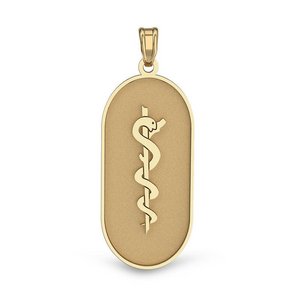 14k Yellow Gold Medical ID Pill Shaped Charm or Pendant