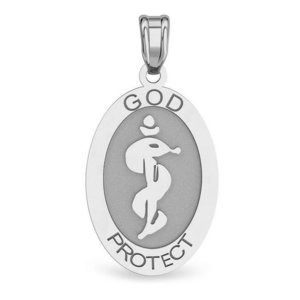 Sterling Silver Medical ID  God Protect  Charm or Pendant
