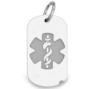 Sterling Silver Medical ID Dog Tag Charm or Pendant