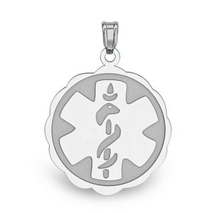 Sterling Silver Medical ID Round Charm or Pendant