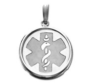 Sterling Silver Medical ID Round Bezel Frame Charm or Pendant