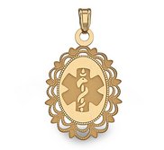 14k Yellow Gold Medical ID Oval Charm or Pendant