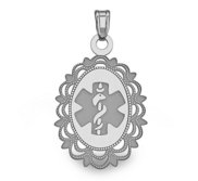 Sterling Silver Medical ID Oval Charm or Pendant