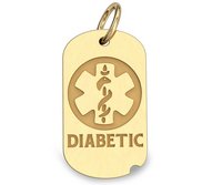 14k Yellow Gold Diabetic Dog Tag Charm or Pendant