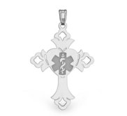 Sterling Silver Medical ID Cross Charm or Pendant