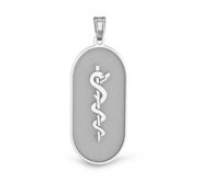 14k White Gold Medical ID Pill Shaped Charm or Pendant