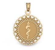 14k Yellow Gold Medical ID Round Charm or Pendant