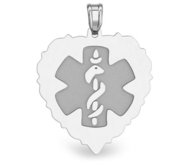 14K White Gold Medical ID Heart Charm or Pendant