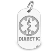 Sterling Silver Diabetic Dog Tag Charm or Pendant