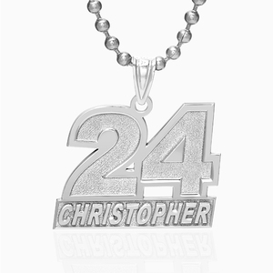 Personalized Racecar Number Pendant with Name