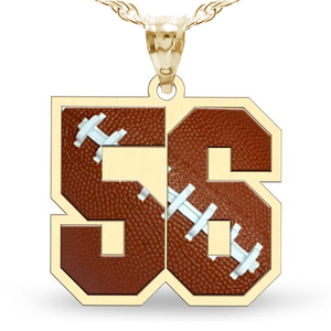Color Enameled Football Number Pendant with 2 Digits