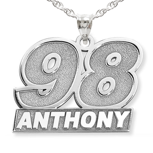Personalized Racecar Number Pendant with Name