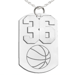 Basketball Dog Tag with Number Pendant Swivel