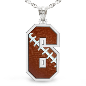 Football Color Enameled Single Number Pendant or Charm