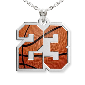 Color Enameled Basketball Number Charm or  Pendant with 2 Digits