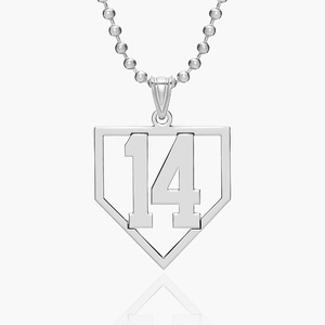 Personalized Baseball Homeplate Cut Out with Number Pendant or Charm