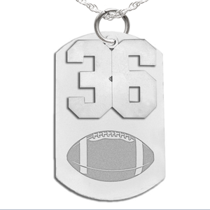 Football Dog Tag with Number Pendant Swivel