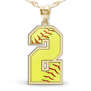 Softball Color Enameled Single Number Pendant or Charm