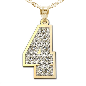 Jersey Single Number Charm or  Pendant w  10 Diamonds