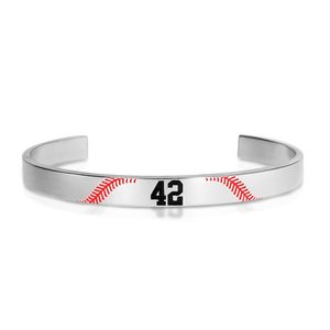Stainless Steel Personalized Baseball Number Bangle Bracelet
