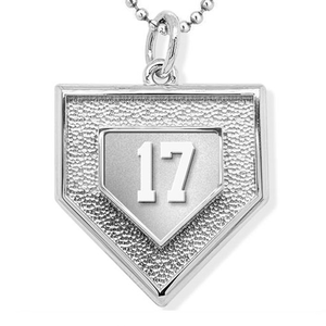 Personalized 3D Baseball Home Plate Pendant w  Number