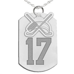 Hockey Dog Tag with Number and Swivel Pendant