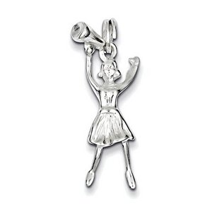 Sterling Silver High Polished 3 D Cheerleader with Megaphone Charm