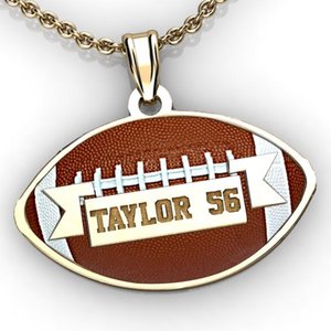 Color Enameled Football Pendant with Name   Number