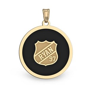 Color Enameled  Hockey Pendant with Name   Number
