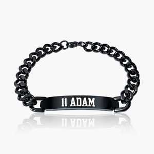 Black Stainless Sports Name and Number Bracelet