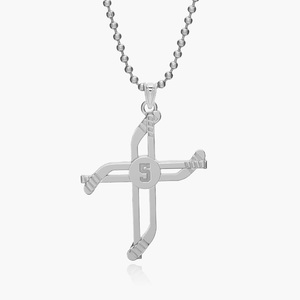 Hockey Stick Cross Pendant with Number with 18 Inch Chain