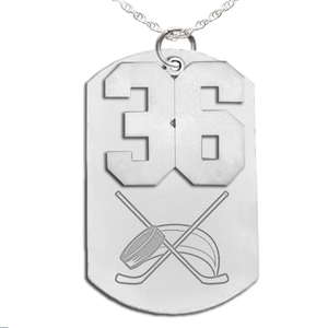 Hockey Dog Tag with Number Pendant Swivel