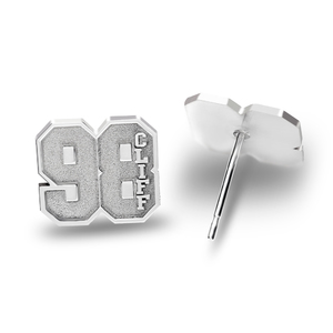 Pair Of Sports Number Stud Earrings With Name