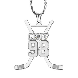 Personalized Hockey Sticks Pendant w  Name And Number
