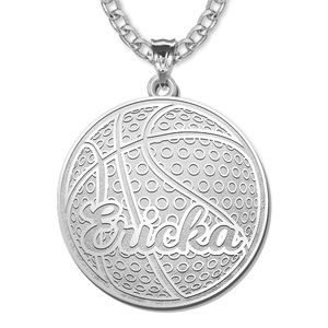 Personalized Basketball with Script Name Disc Pendant or Charm