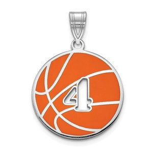 Enameled Basketball Charm with Number