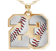 Color Enameled Baseball Number Charm or  Pendant with 2 Digits